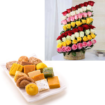 "Assorted Sweets - 1kg, Flower basket - Click here to View more details about this Product